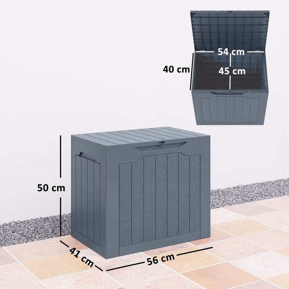 OUTSUNNY 97L Plastic Garden Storage Box with Handles, Light Grey – 3