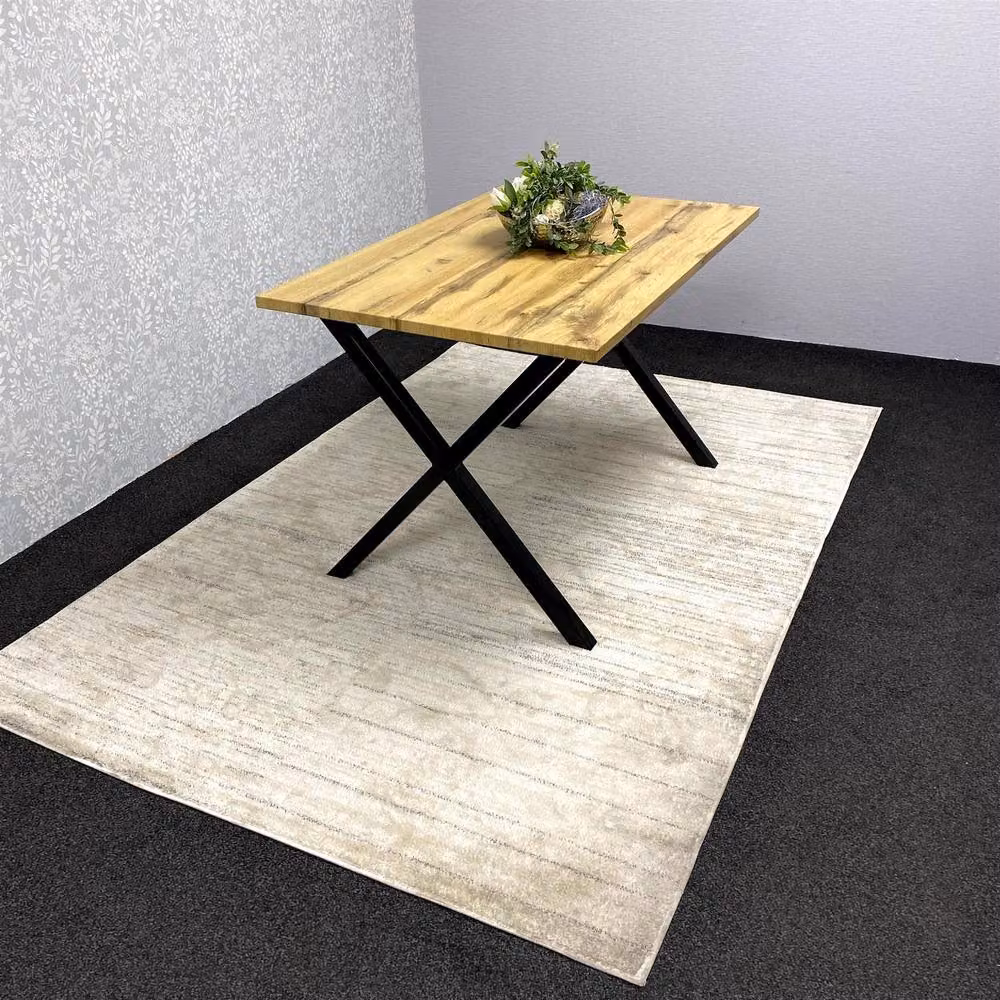 KOSY KOALA Brown Rectangular MDF Dining Table with Black Metal X-Frame Legs, W/D/H: 77 x 77 x 75 cm – 5