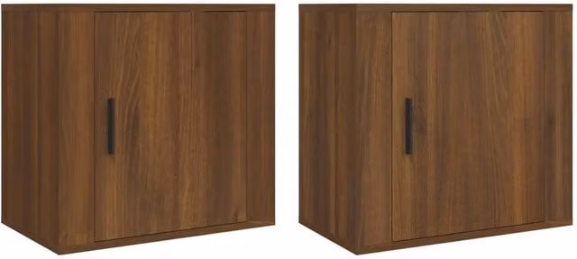 Berkfield Home Wall-mounted Bedside Cabinets, 2 Pack, Brown Oak, W: 50 cm, D: 30 cm, H: 47 cm – 1