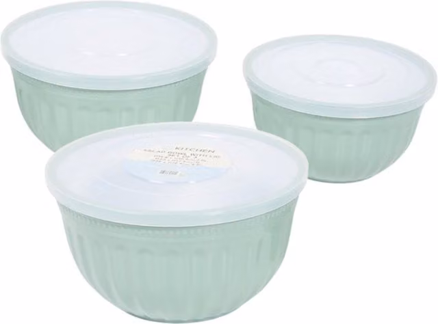 My Kitchen Set of 3 Stackable Salad Bowls in Turquoise Blue