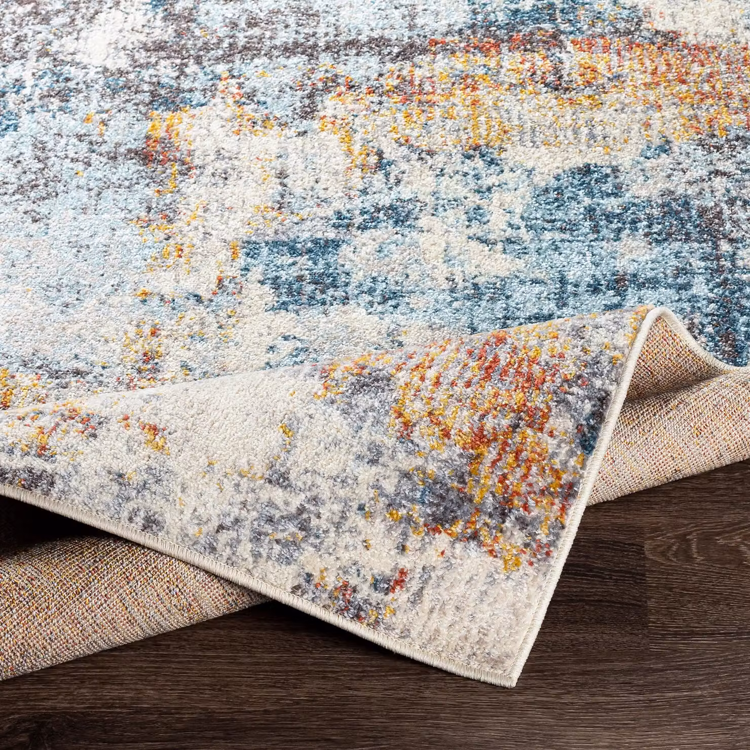Livabliss Ankara Abstract Grey and Blue Modern Marble Rug, W: 160 cm, D: 215 cm – 2