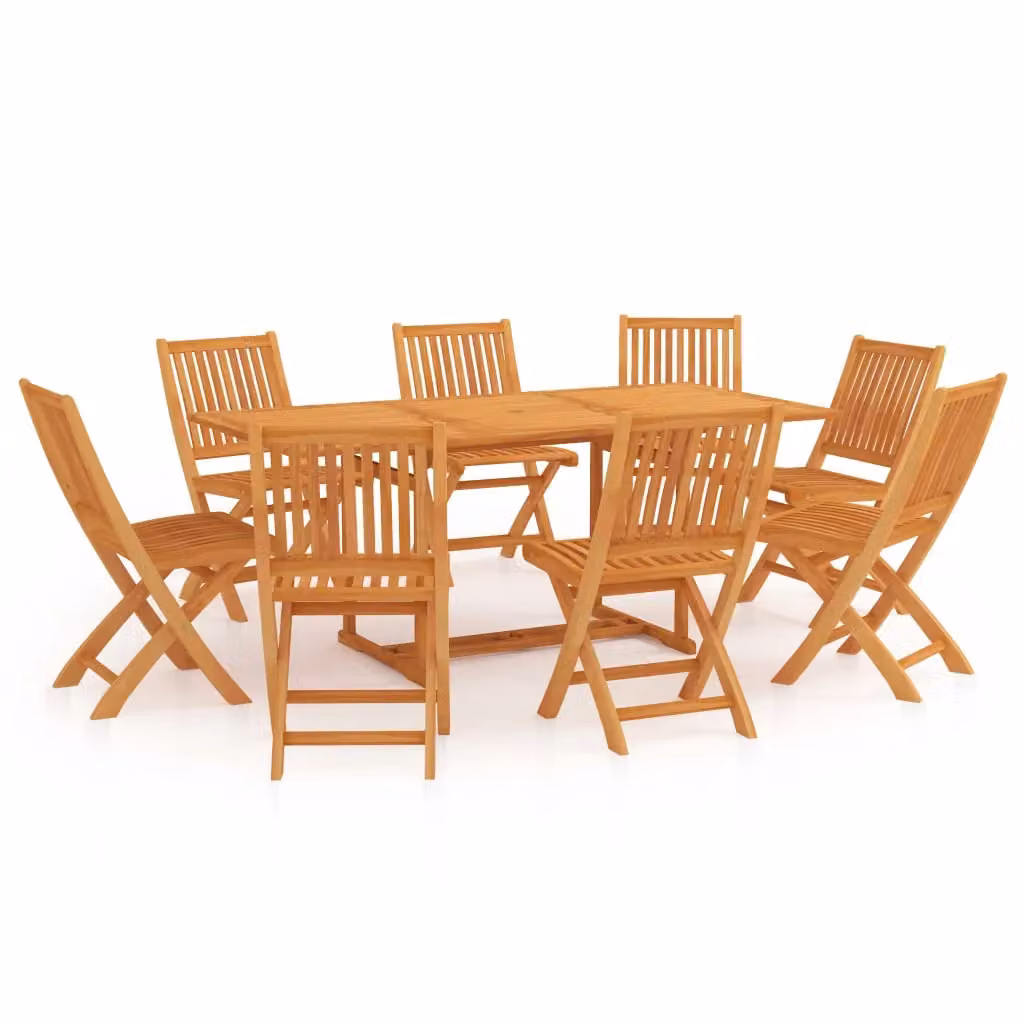 Berkfield Home 9 Piece Garden Dining Set in Brown Solid Teak Wood – 2
