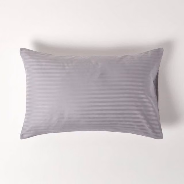 Homescapes 330 Thread Count Egyptian Cotton Percale Housewife Pillowcase, Grey, W: 48 cm, D: 48 cm, H: 74 cm