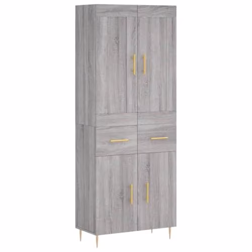 vidaXL Industrial Style Highboard Sideboard in Grey Sonoma Engineered Wood with Doors and Drawers