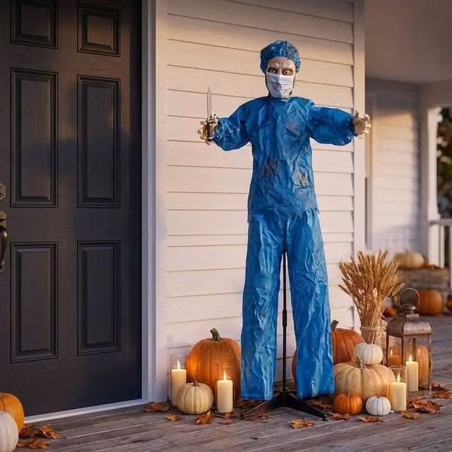 Garden Greatness Animated Standing Zombie Doctor Halloween Decoration, Multicolour, Height: 152.4 cm