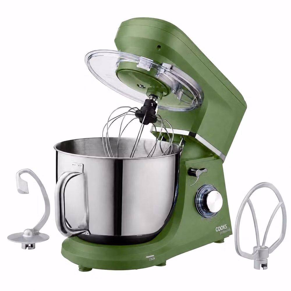 Cooks Professional Stand Mixer with 1200W Motor, 6 Speeds, Pulse Function and 7L Mixing Bowl in Green – 2