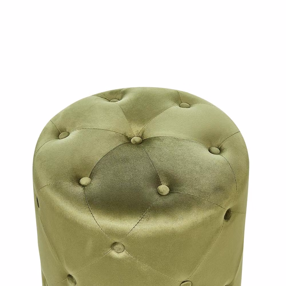 Wyld and Coco Green Velvet Round Tufted Ottoman Pouffe, Diameter: 40 cm – 3