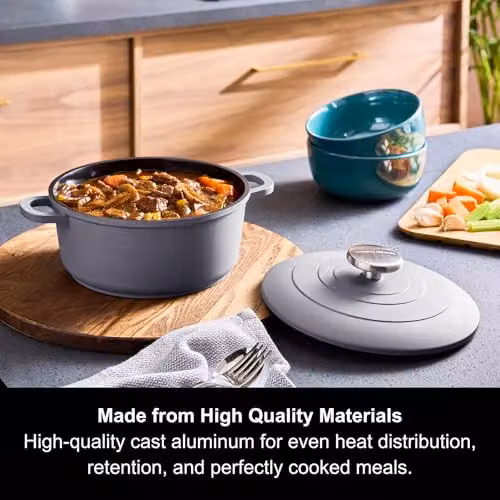 Morphy Richards Grey Cast Aluminium Casserole with Non-Stick Ceramic Coating, 2.3 l – 3