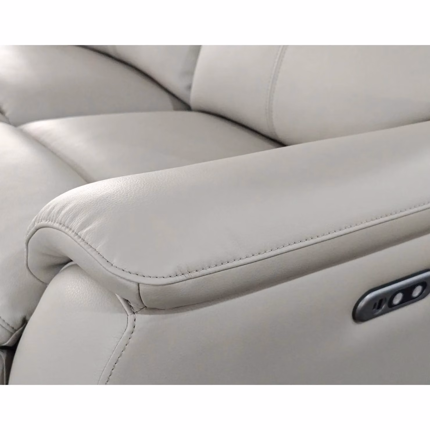 Aspire Kingsmere 3 Seater Power Recliner Sofa in Light Grey Real Leather – 3