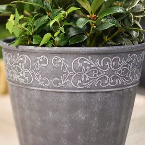 Garden Gear Damask Lead Effect Planters, Grey, Diameter: 28 cm (Set of 3) – 3