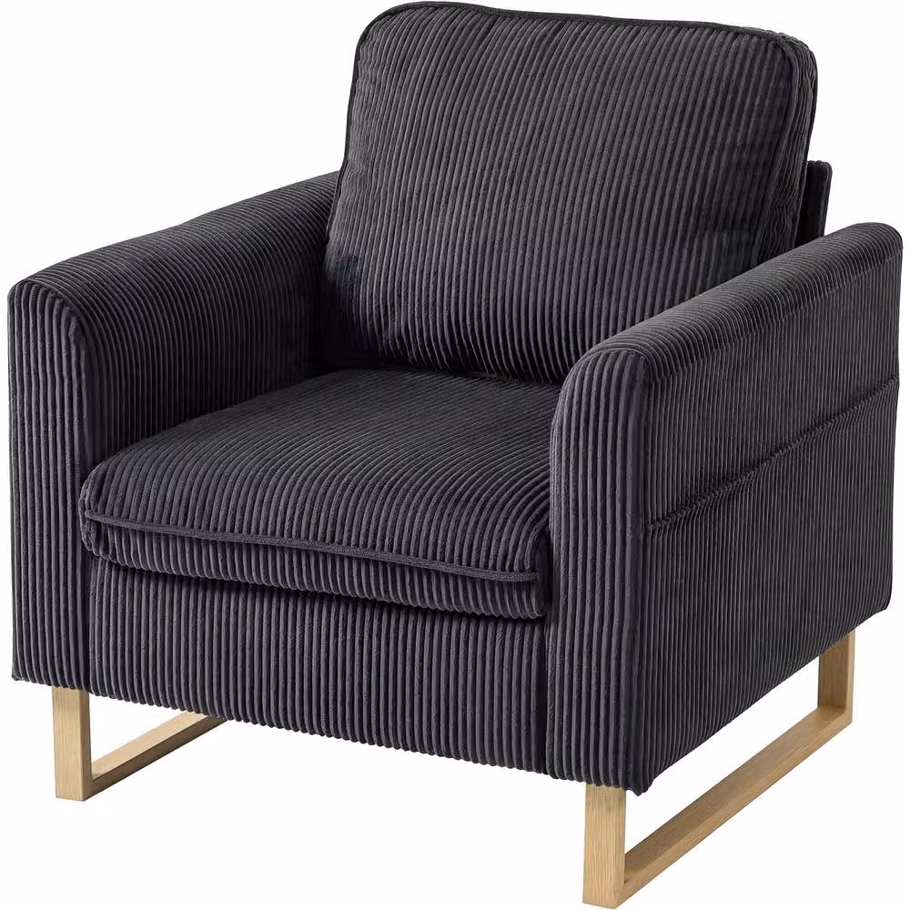 STILVORA Modern Grey Striped Tub Armchair with Pocket Spring and Metal Legs – 2