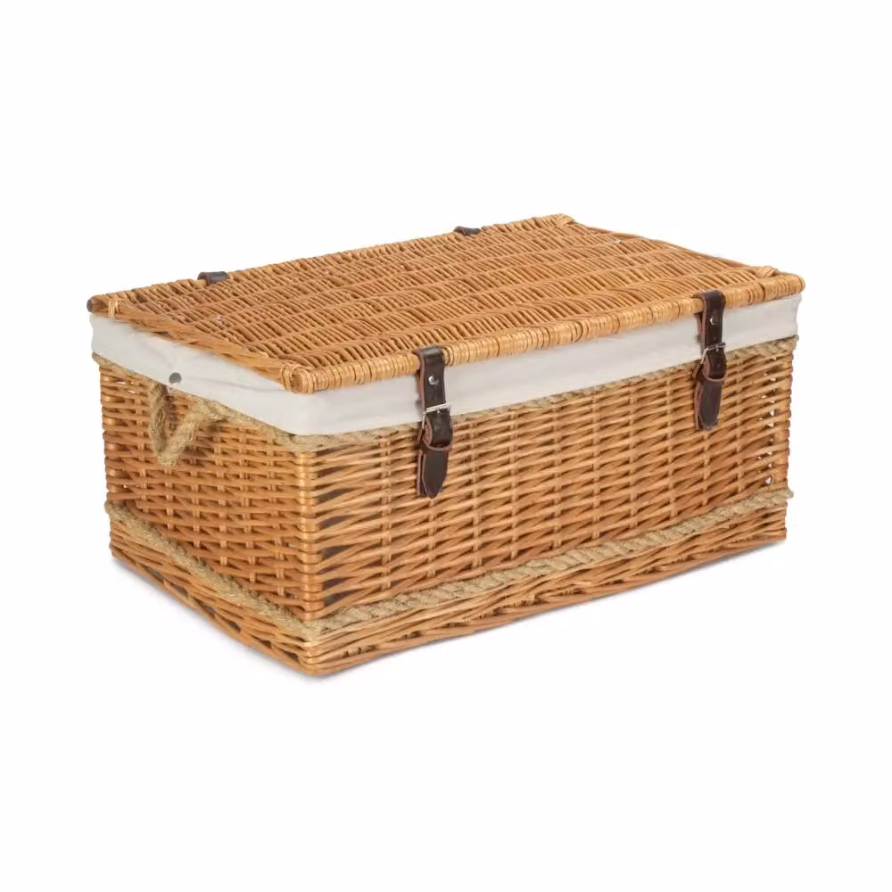 Red Hamper Picnic Basket with White Lining and Rope Handles – 2