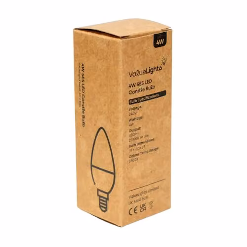 MiniSun 4W High Power LED E14 Candle Bulb, 6500K Cool White, Shatterproof Thermal Plastic – 2