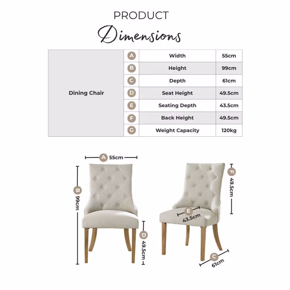 FurnitureboxUK Set of 2 Belgravia Beige Fabric Dining Chairs with Walnut Wood Legs – 2