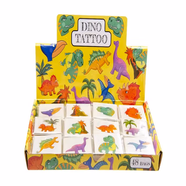 LG-Imports 144 Piece Dinosaur Tattoos in White and Multicolour