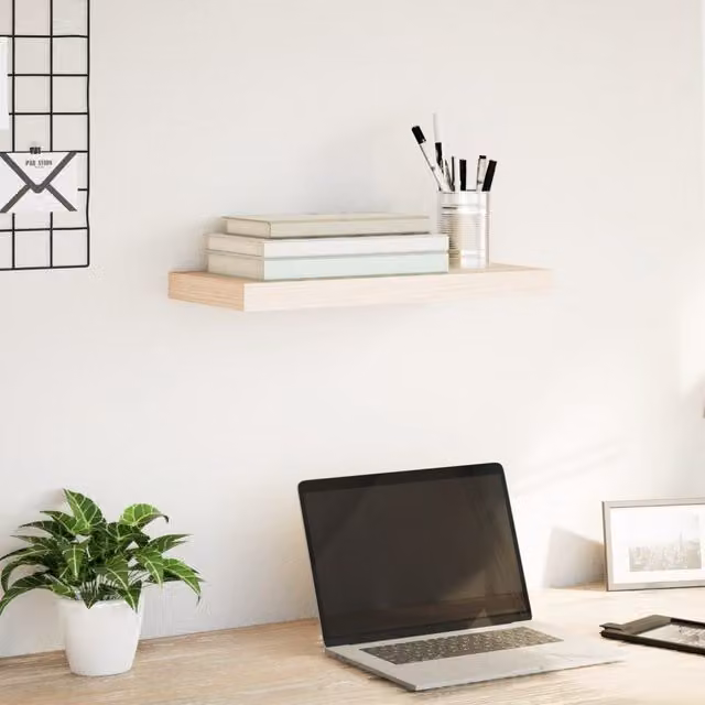 Berkfield Home Brown Oak Floating Wall Mounted Shelf, W: 50 cm, D: 23.5 cm, H: 4 cm