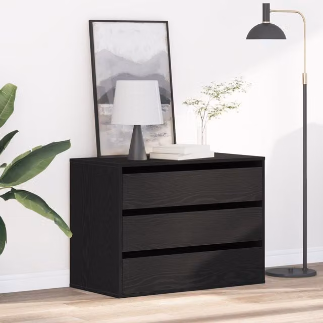 Berkfield Home Corner Chest of Drawers in Black Oak, W/D/H: 80 x 41 x 58 cm – 1