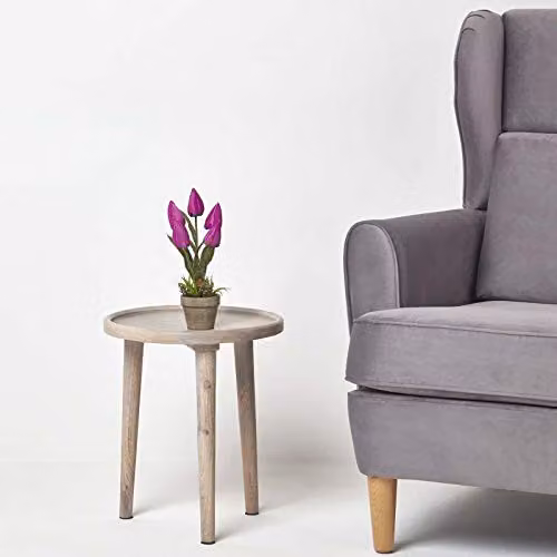 Homescapes Artificial Purple Tulips in a Grey Stone Pot, Height: 27 cm – 4