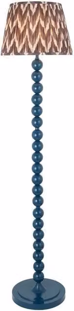 Netlighting Higgledy Gloss Blue Floor Lamp with Grey Fabric Zigzag Shade and E27 Socket