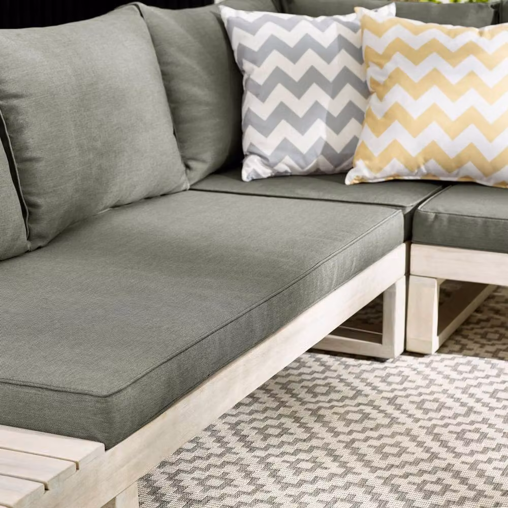 FurnitureboxUK Brisa Acacia Solid Wood 5 Seat Outdoor Sofa Set in Off-White – 2