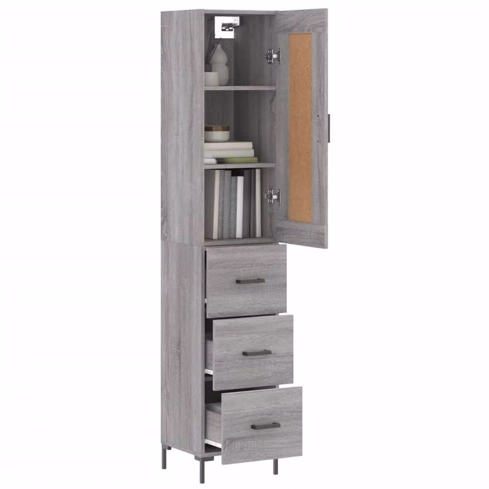 Berkfield Home Grey Sonoma Highboard, W/D/H: 34.5 x 34 x 180 cm – 2