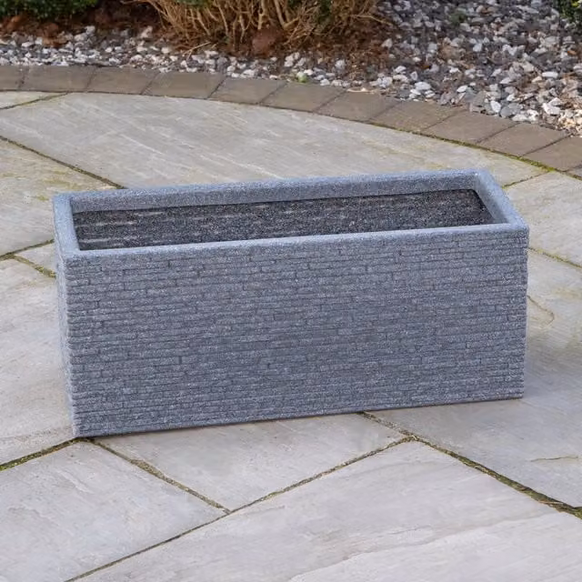 Samuel Alexander Grey Slate Effect Plastic Garden Planter Tub W: 25 cm, D: 25 cm, H: 25 cm – 2