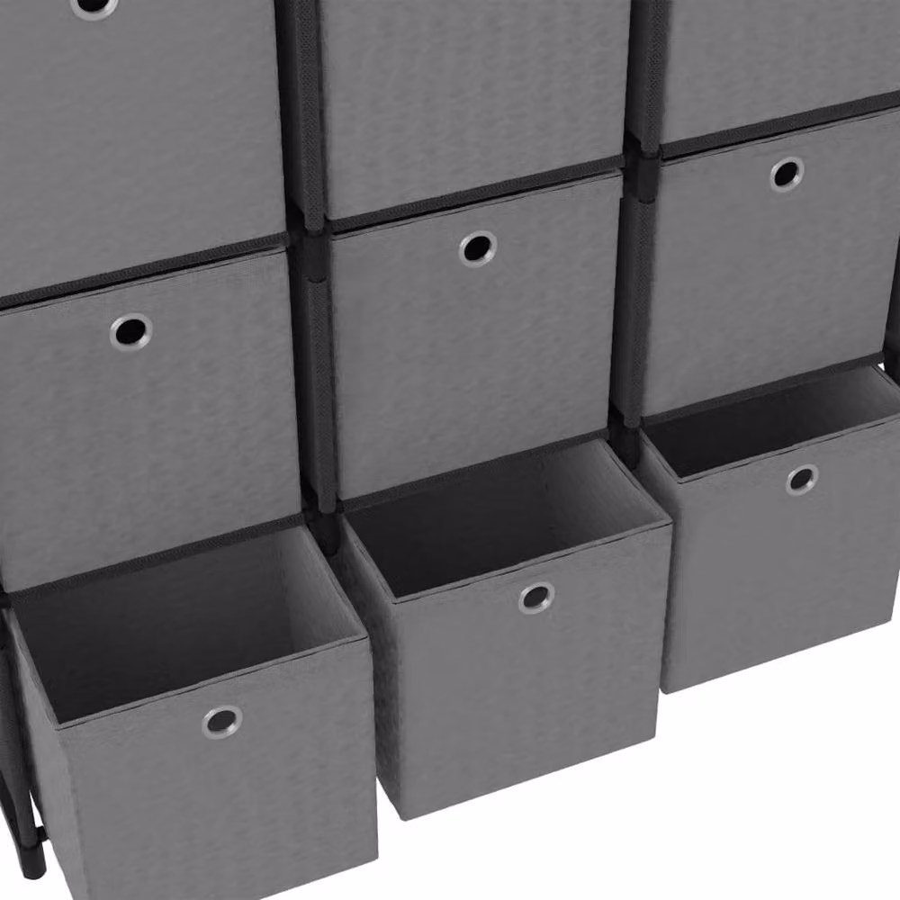 Berkfield Home Modern 15-Cube Freestanding Display Shelf with Boxes in Black and Grey, W/D/H: 103 x 30 x 175.5 cm – 2