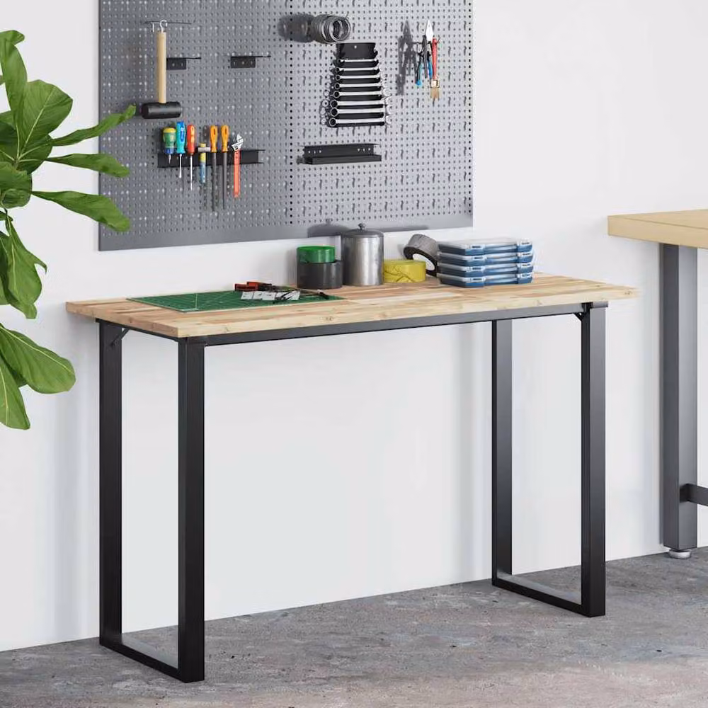 Berkfield Home Solid Wood Acacia Desk Top in Brown, W/D/H: 120 x 50 x 2 cm – 3