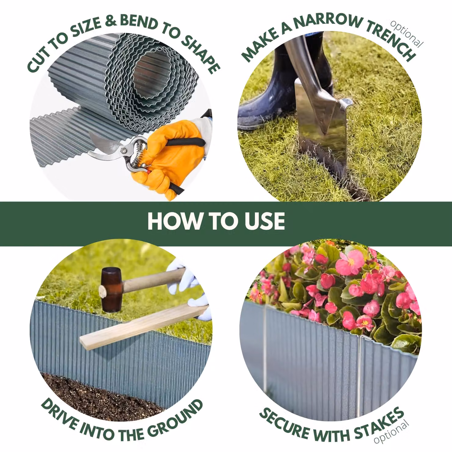 Marco Paul Silver Galvanised Steel Metal Garden Border Edging, H: 15 cm x L: 5 m – 5