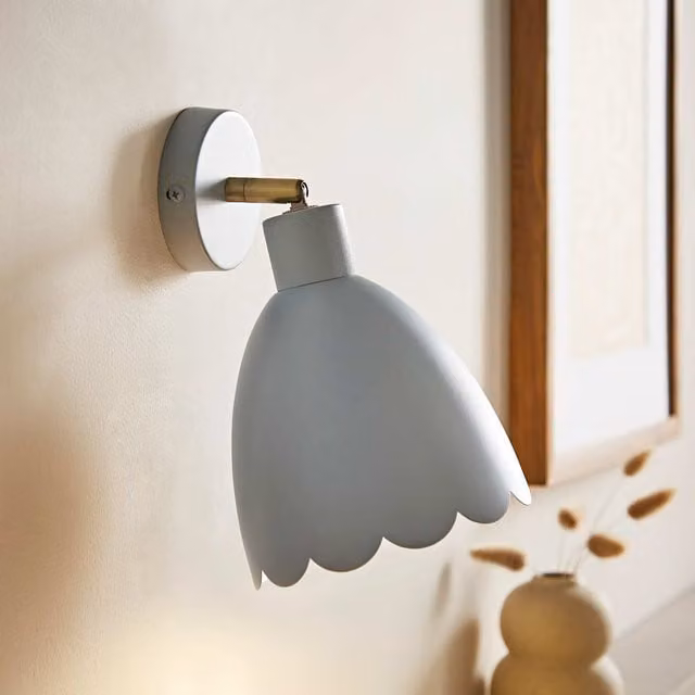 ValueLights Millie Pair of Adjustable Scallop Wall Lights with Bulbs in Blue