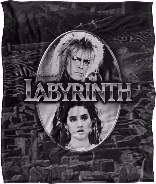 LOGOVISION Jim Henson Labyrinth Silver Portrait Maze Super Soft Fleece Throw Blanket in White, W/D/H: 152 x 127 cm – 6