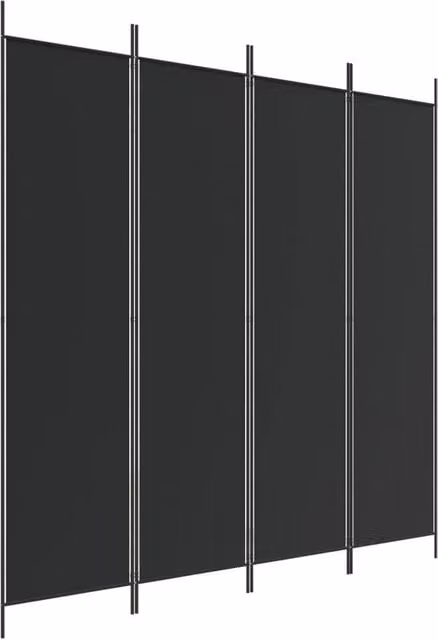 Berkfield Home 4-Panel Fabric Room Divider in Black, W/H: 200 x 200 cm