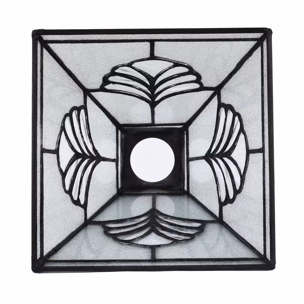 Happy Homewares Art Deco Transparent Glass Tiffany Pendant Light Shade with Floral Panels – 3