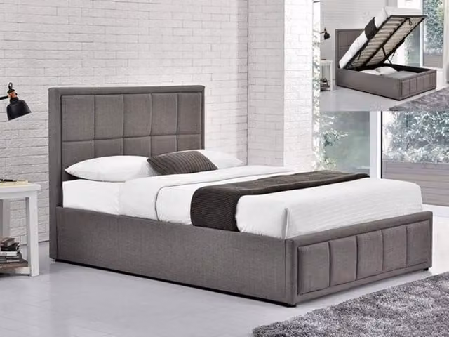 Birlea Hannover Grey Fabric Ottoman Bed Frame - 4ft Small Double
