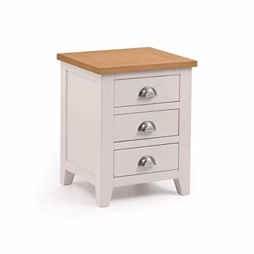 Julian Bowen Richmond 3 Drawer Bedside Table in Grey and Oak