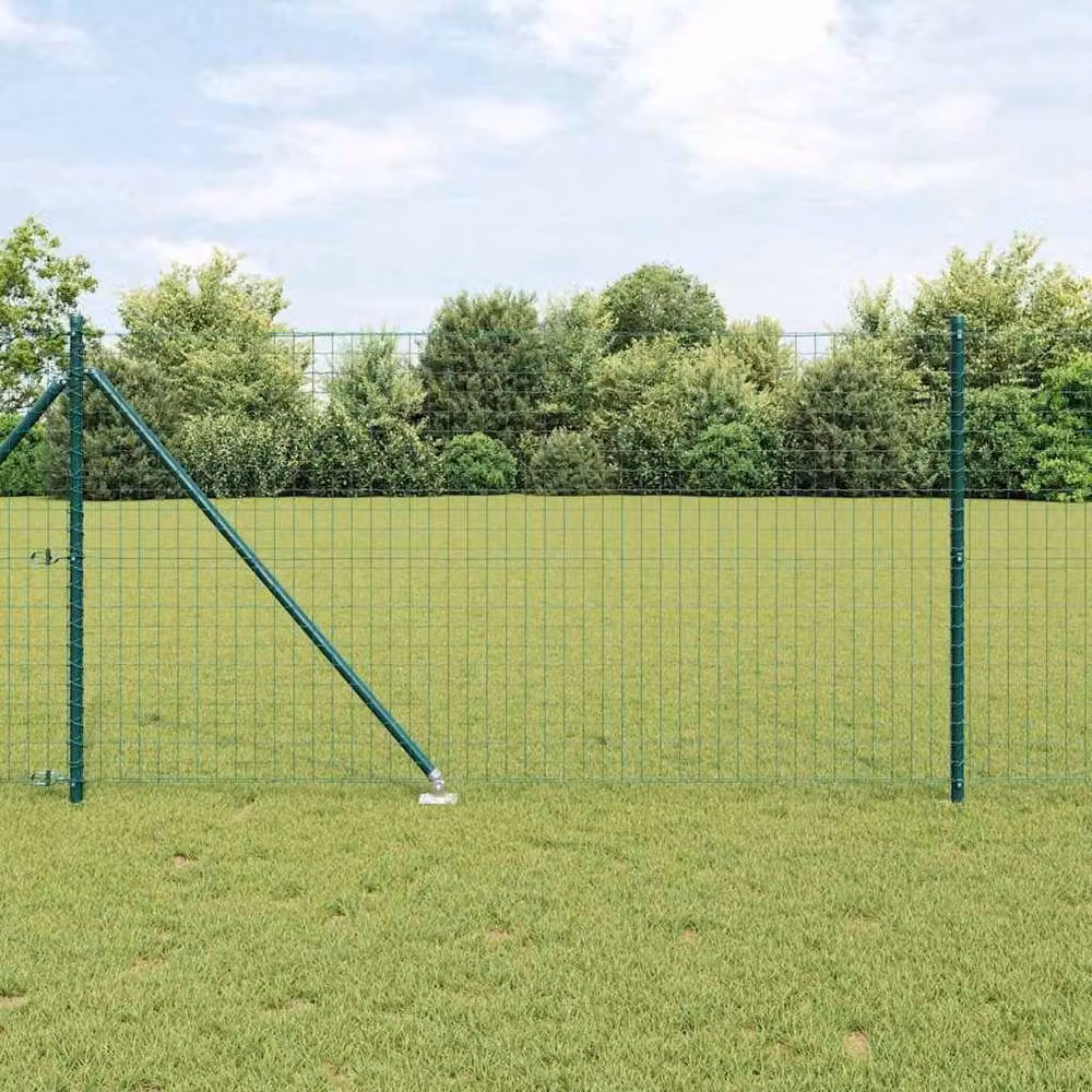 Berkfield Home Green Euro Fence with 13 Spike Posts, Galvanised Steel, W: 25 m, H: 1.2 m – 1