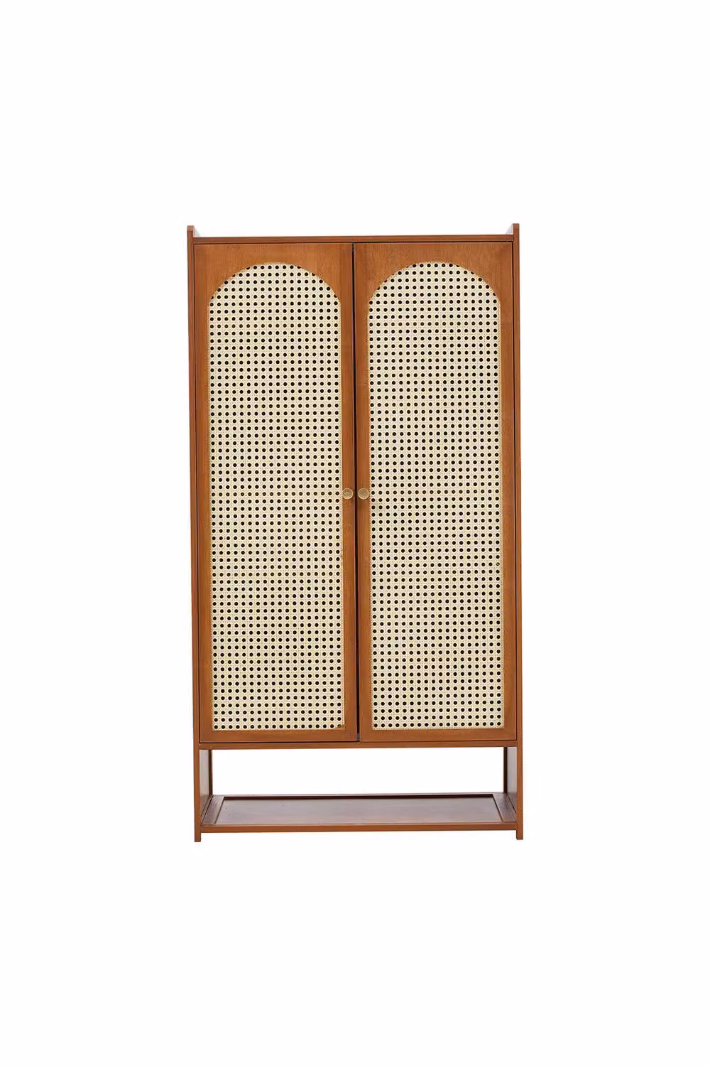 H&O Direct Rustic Brown Shoe Storage Cabinet with Rattan Hinged Doors and Internal Shelves, W/D/H: 110.0 x 59.0 x 2.0 cm – 3