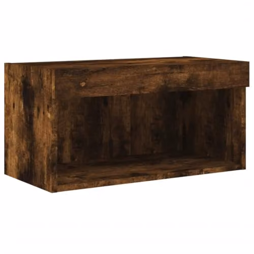 vidaXL Modern Wall Mounted TV Cabinet with Integrated Lighting in Smoked Oak, W/D/H: 60 x 30 x 30 cm – 1