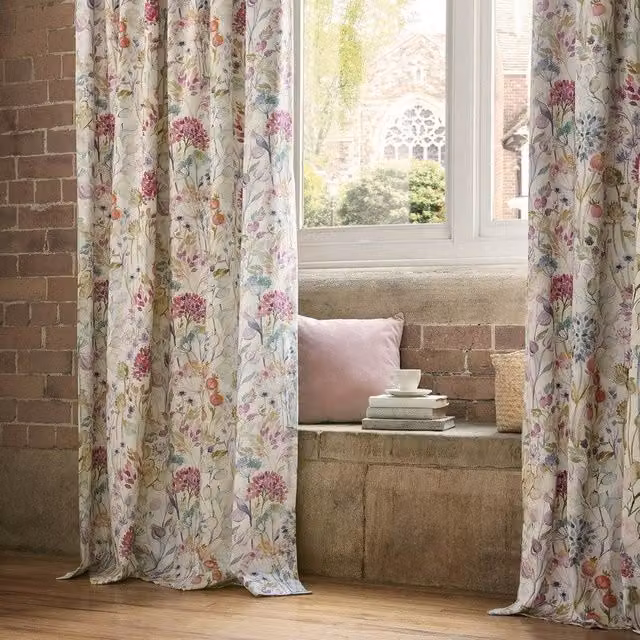 Voyage Maison Country Hedgerow Ready Made Pencil Pleat Curtains in Lotus Multicolour