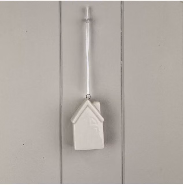 KDMD White Ceramic Hanging House Christmas Pendant Decoration