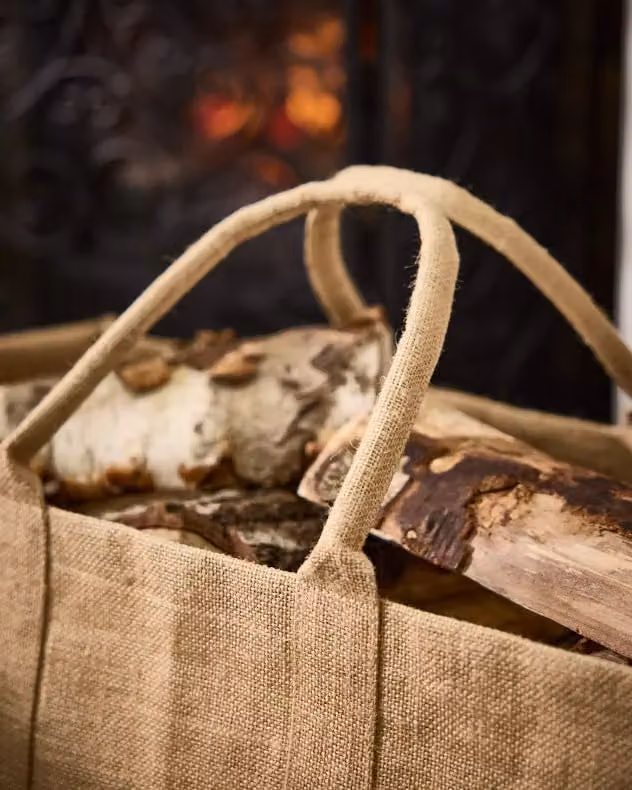 Dibor Traditional Kissing Deer Hessian Firewood Log Storage Jute Bag in Natural Beige, H40 x W60 cm – 3