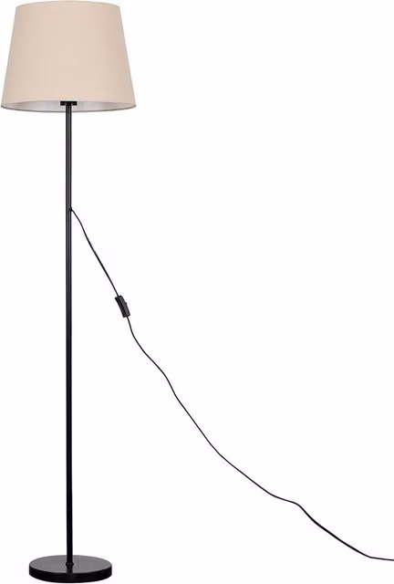 ValueLights Modern Black Metal Floor Lamp with Large Beige Fabric Cone Shade