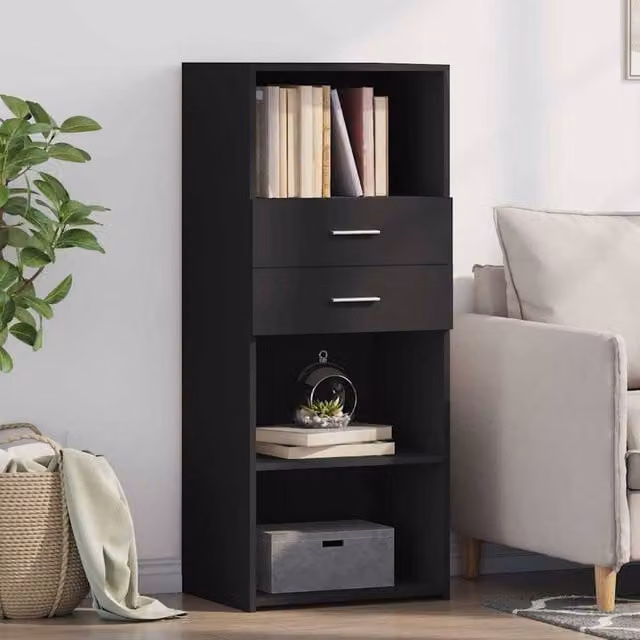 Berkfield Home Modern Black Matt Highboard W/D/H: 50 x 42.5 x 124 cm – 1