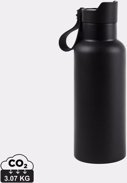 Vinga Balti Vacuum Insulated Stainless Steel Water Bottle with Flip Lid, Black, 500 ml