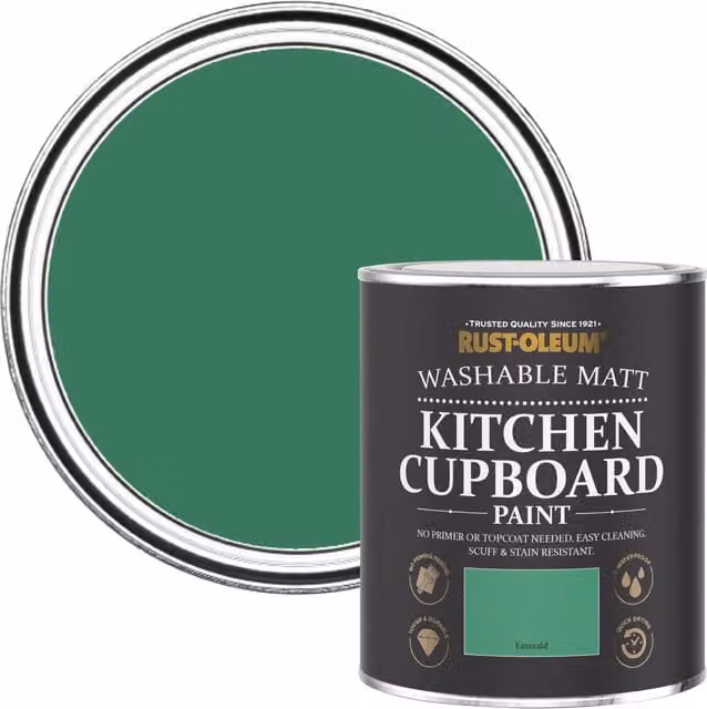 Rust-Oleum Matt Green Kitchen Cupboard Paint, 750ml – 1