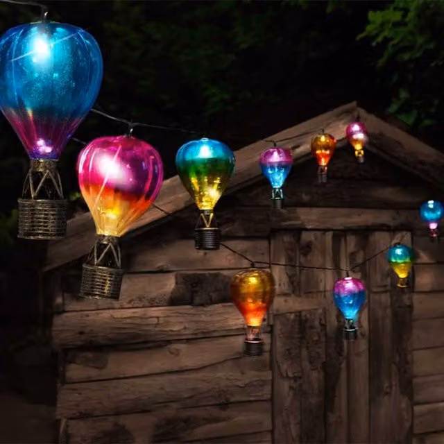 Garden Mile Solar Rainbow Balloon LED Lights in Multicolour, Blue and Pink