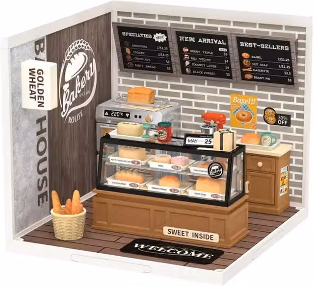 Syntego DIY Golden Wheat Bakery Miniature Room Kit, Multicolour