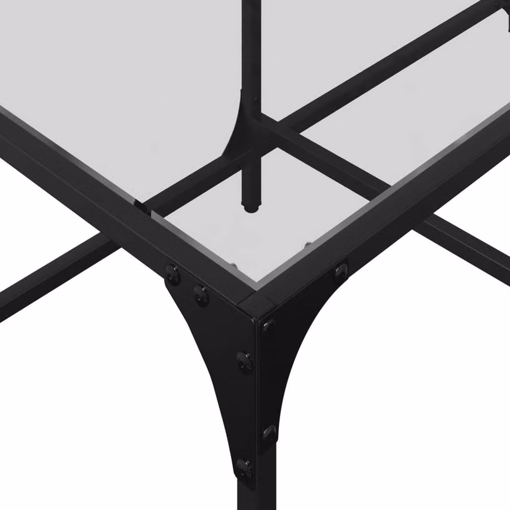 Berkfield Home Modern Rectangular Coffee Table with Transparent Glass Top and Black Steel Frame, W: 98.5 cm, D: 50 cm, H: 40 cm – 4