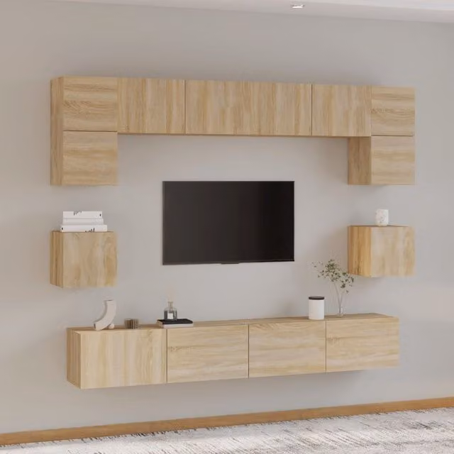 Berkfield Home 8 Piece Sonoma Oak TV Cabinet Set in Brown