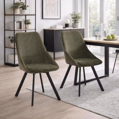FWStyle Myla Set of 2 Green Chenille Swivel Dining Chairs – 5